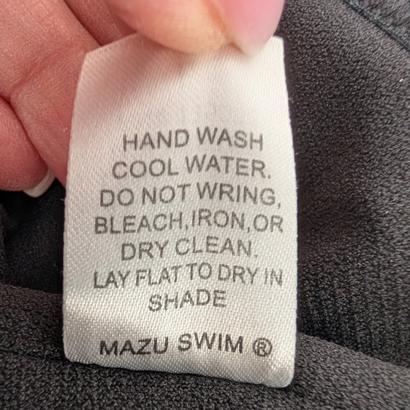 Mazu Swim Tankini Top L Black Paisley Mesh Tiered Babydoll Ruffle Boho Beachy - Picture 7 of 10